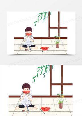 坐在瓜地上吃西瓜,夏日里的悠闲西瓜时光